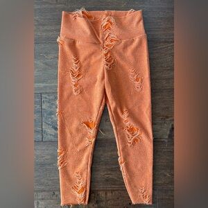 2T orange distressed leggings